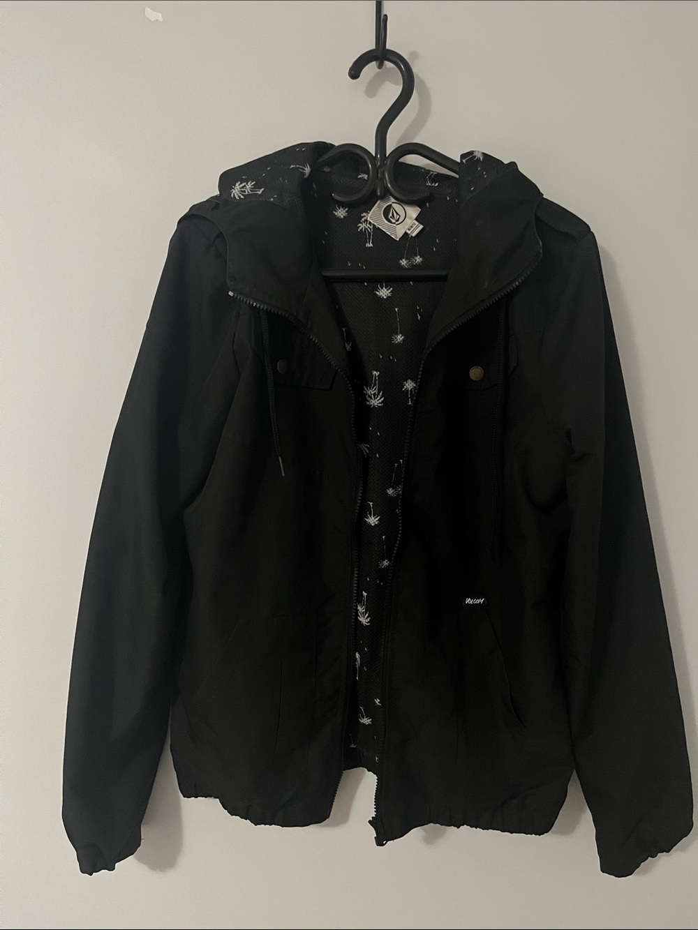 Volcom Black Hooded Windbreaker Jacket